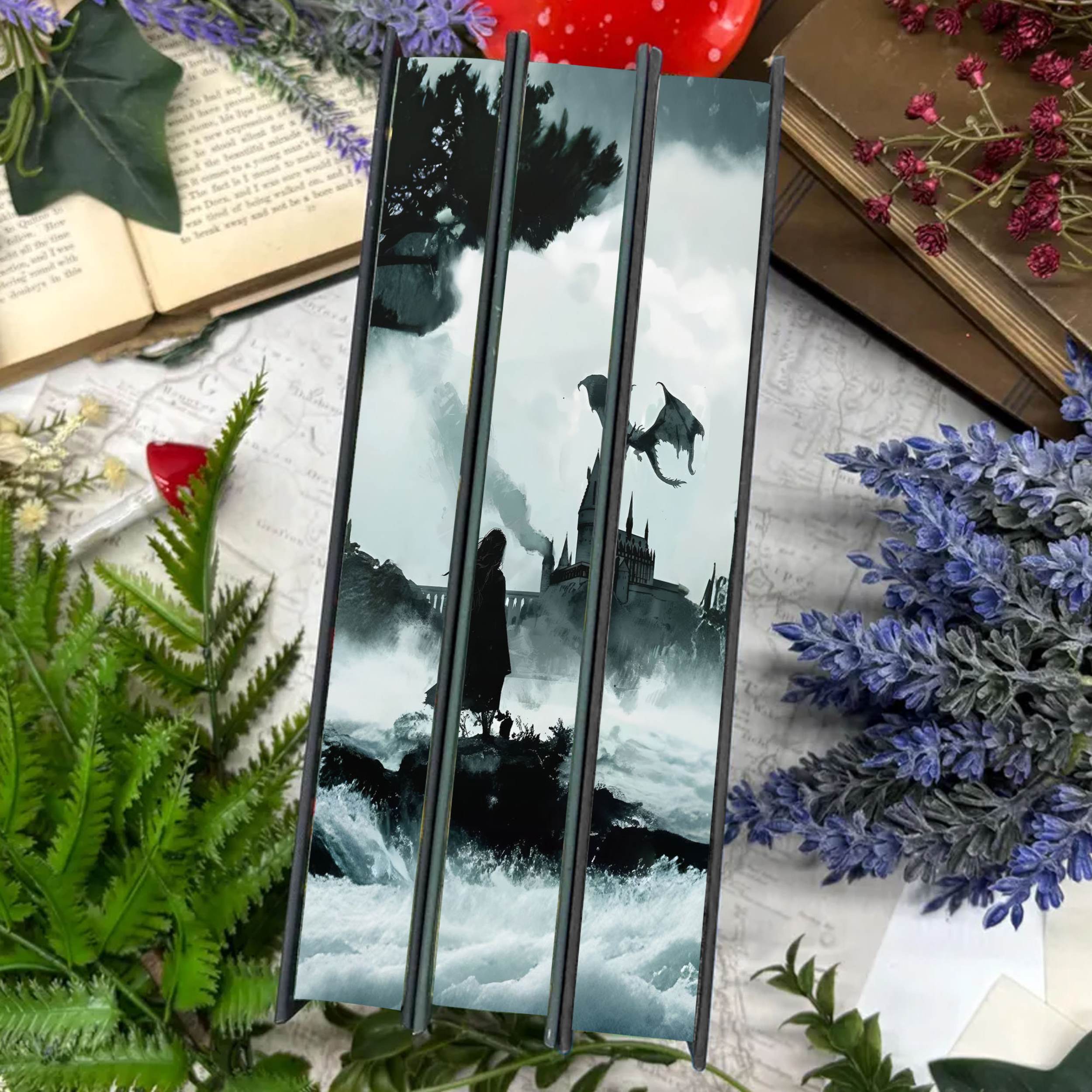 Manacled Book by Senlinyu | 3-Book Edge Painted Collector’s Edition | Black, Gray & Red Covers + Posters And Bookmarks